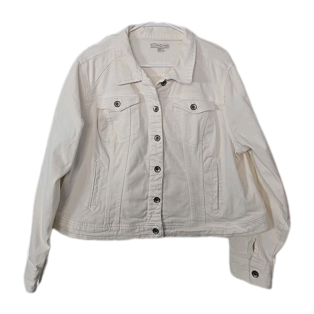 Est. 1946 Womans‎ Denim White Jacket 18/20W Trucker Style Short